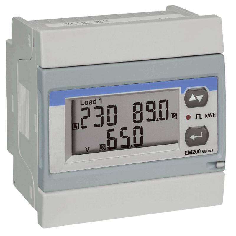 Power meter e contatore trifase 6A a quattro fili - certificato EN 62053-21 - autoalimentato - comunicazione ModBUS RS485 
