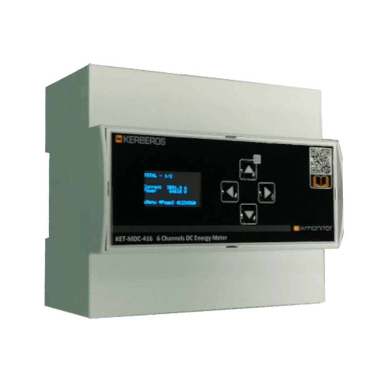 Power Meter ModBUS per Corrente Continua a 6 canali con display OLED, montaggio a barra DIN 6 - Alim. 20/60 VDC