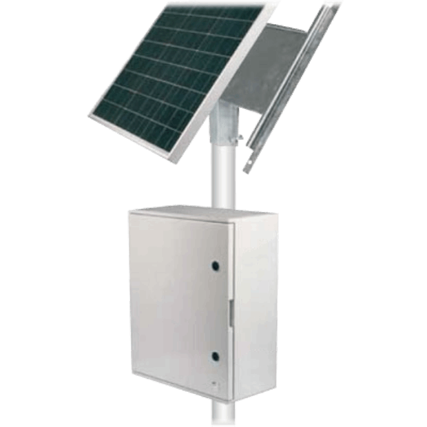 Kit per alimentazione apparato DIN 6 moduli con pannello fotovoltaico e batteria tampone – assorbimento max 60mA a 12V, IP65
