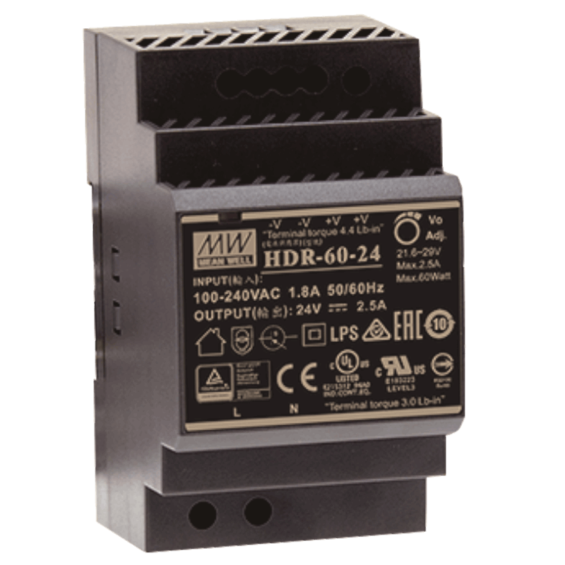 Alimentatore Meanwell HDR-60-24 DIN Rail 24V / 2,5A