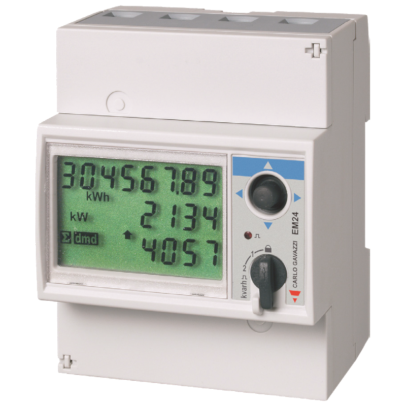 Three-phase direct insertion energy meter, MID certified with display 